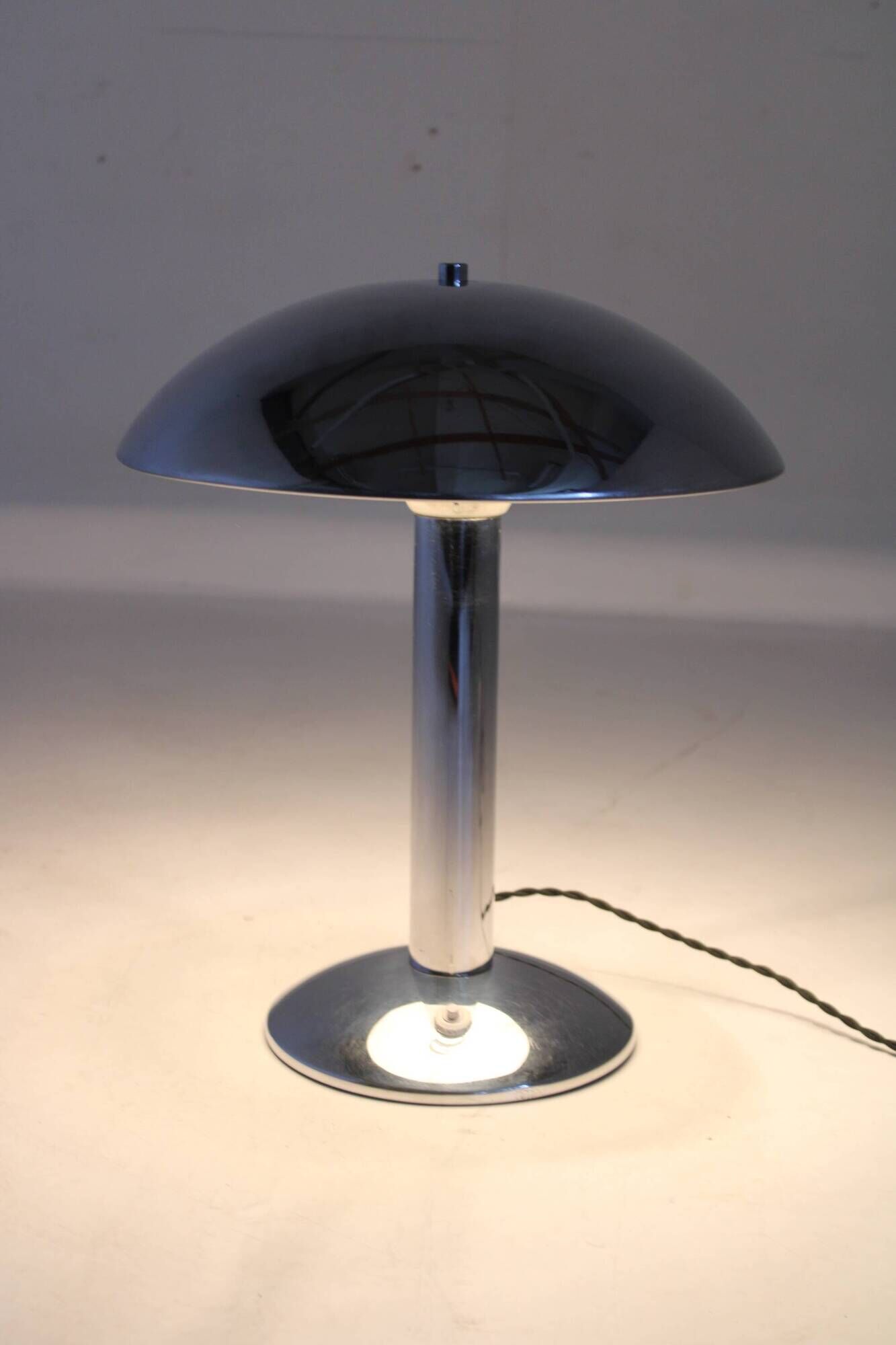 1930s Art Deco Chrome Plated Table Lamp , zechoslovakia
