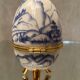 Porcelain egg box with Japan decoration gilded metal frame
