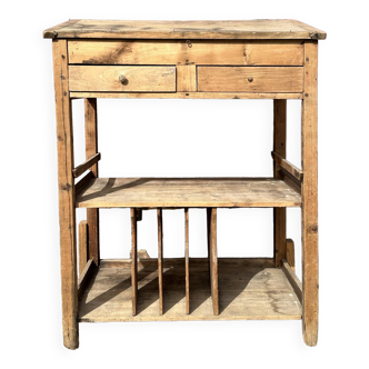 Desk, secretary with top opening onto 2 drawers and storage lockers