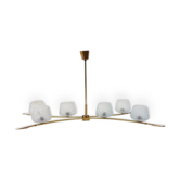 Brass chandelier and Art Deco glass