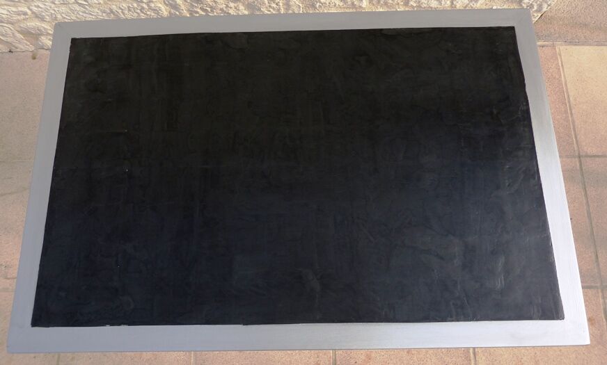 *Table with concrete top and industrial style stainless steel contour