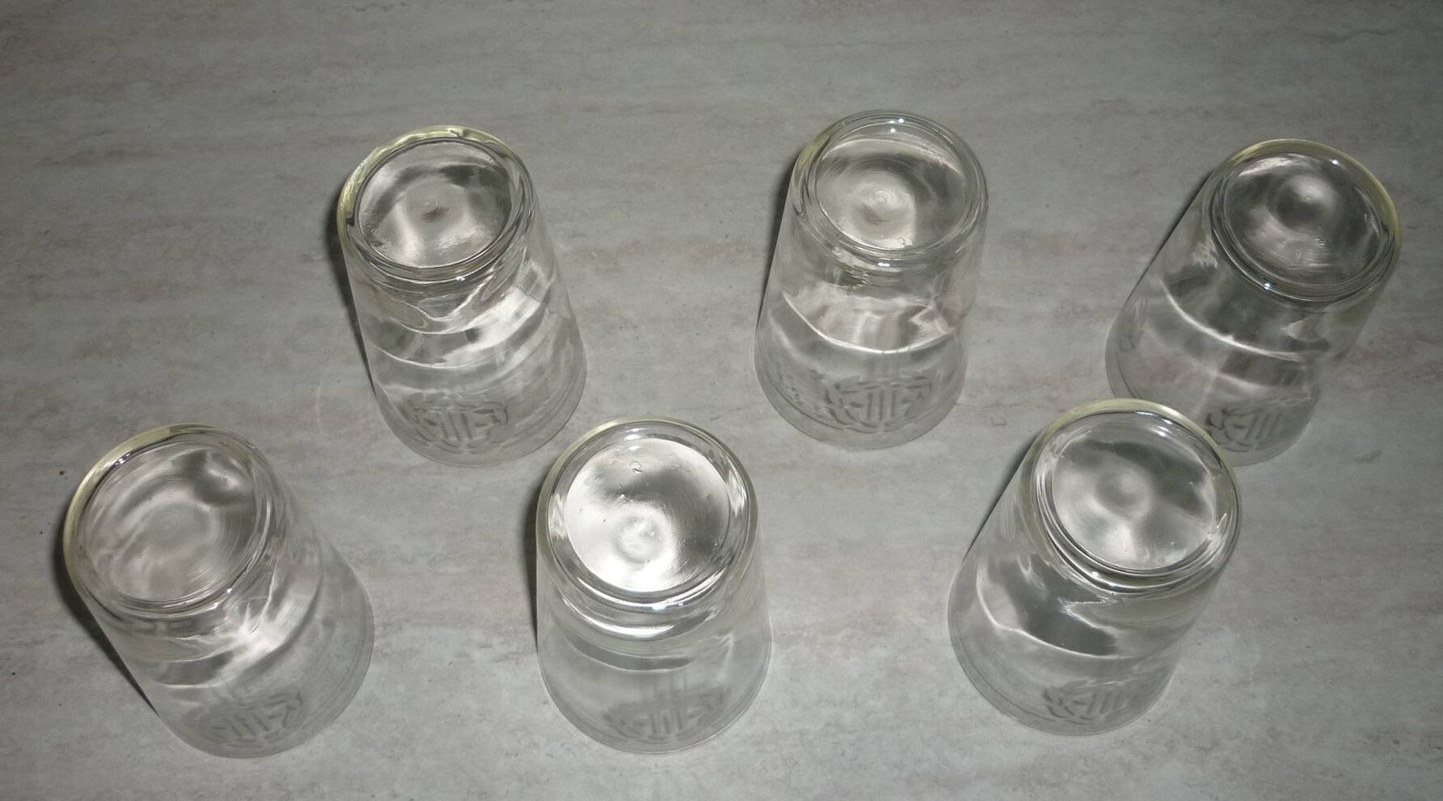 Old sandblasted glasses with laurel wreaths x6