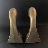Antique brass bookends – Stylized duck heads