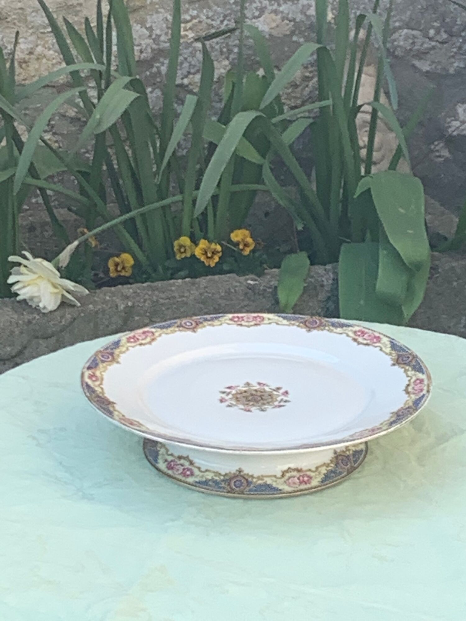 Compotier, porcelain fruit cup signed F. Legrand & cie limoges France