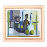 Original mid-century Swedish oil on canvas – “Still Life” by Arthur Nilsson – vintage & framed – 62 × 71 cm