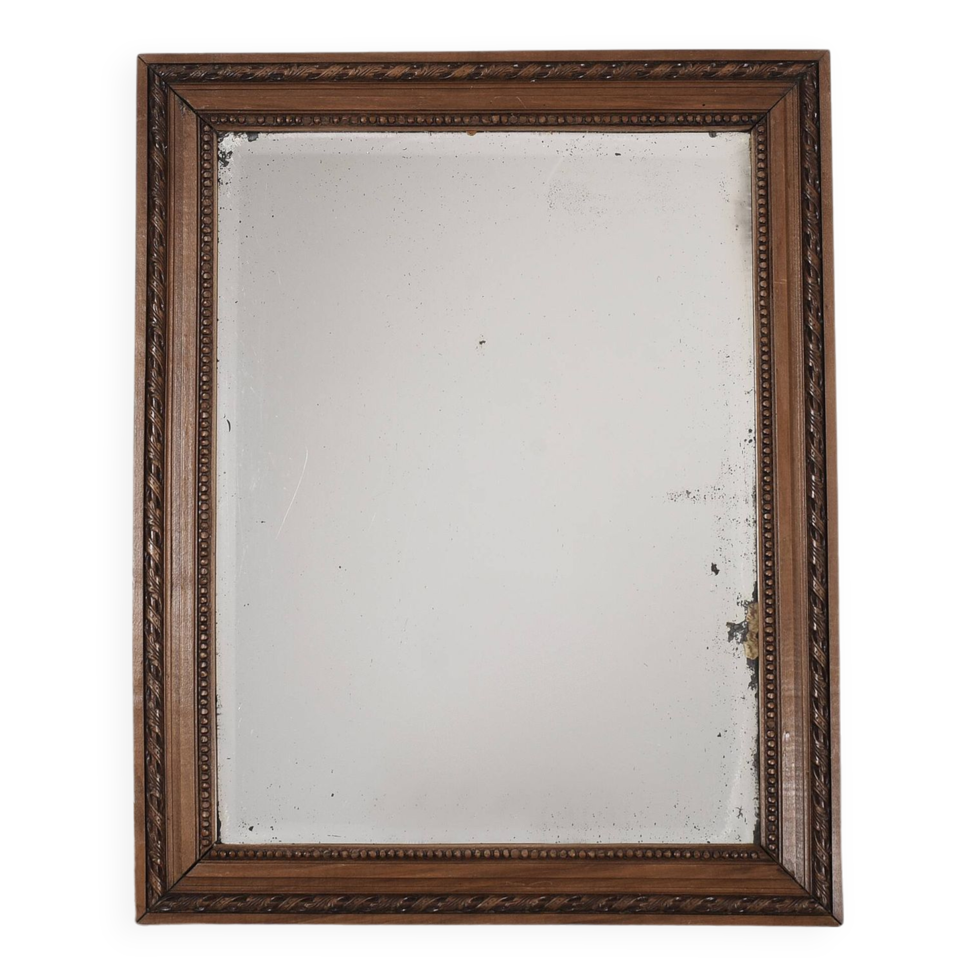 Large old mirror 65cm, carved wooden frame