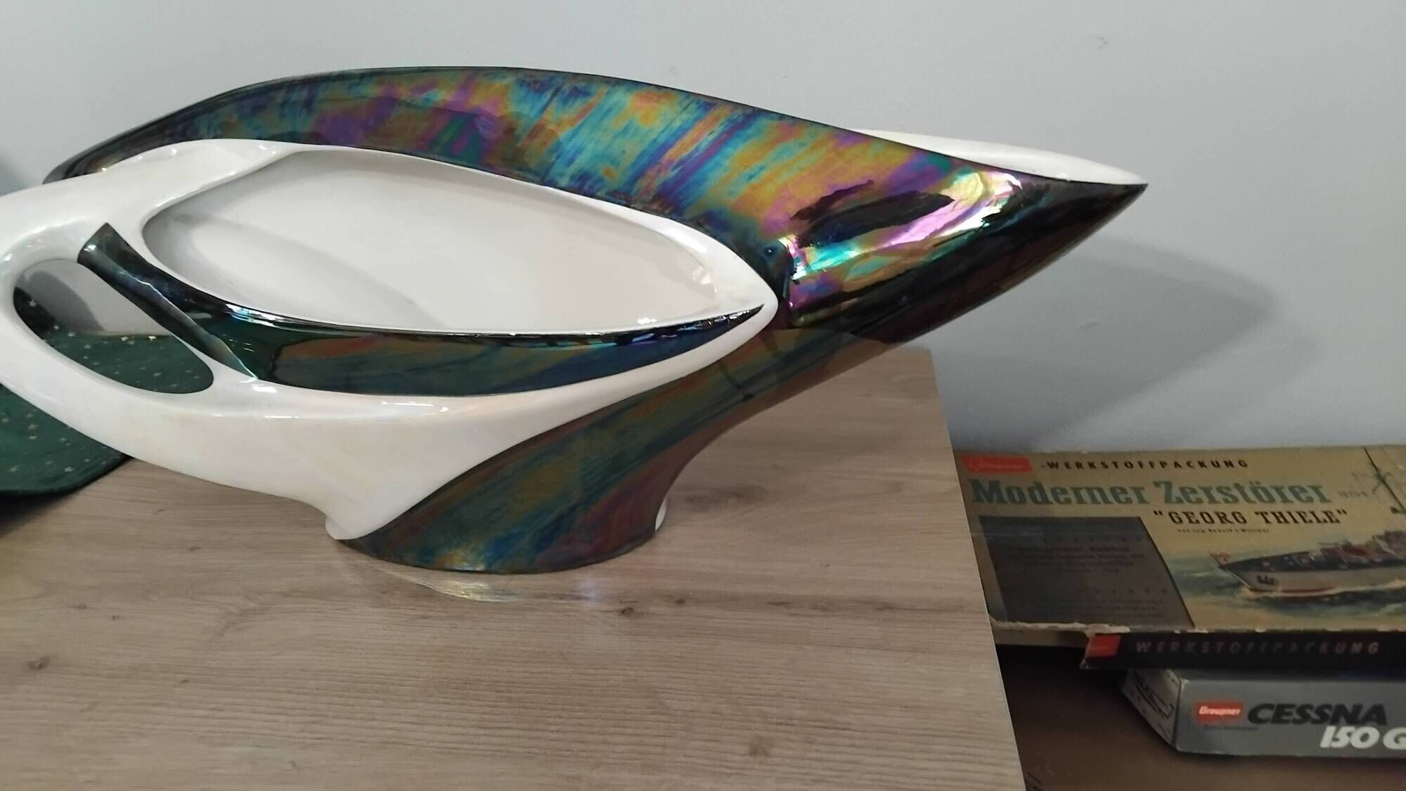Vintage italian ceramic fruit bowl/vase, 1960s, camillo lusso, 60s vase