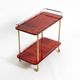 Superbe grand chariot de service en peau de chèvre rouge Aldo Tura des années 1960 | Fabriqué en Italie