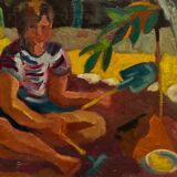 Painting of a child playing in summer, 20th century