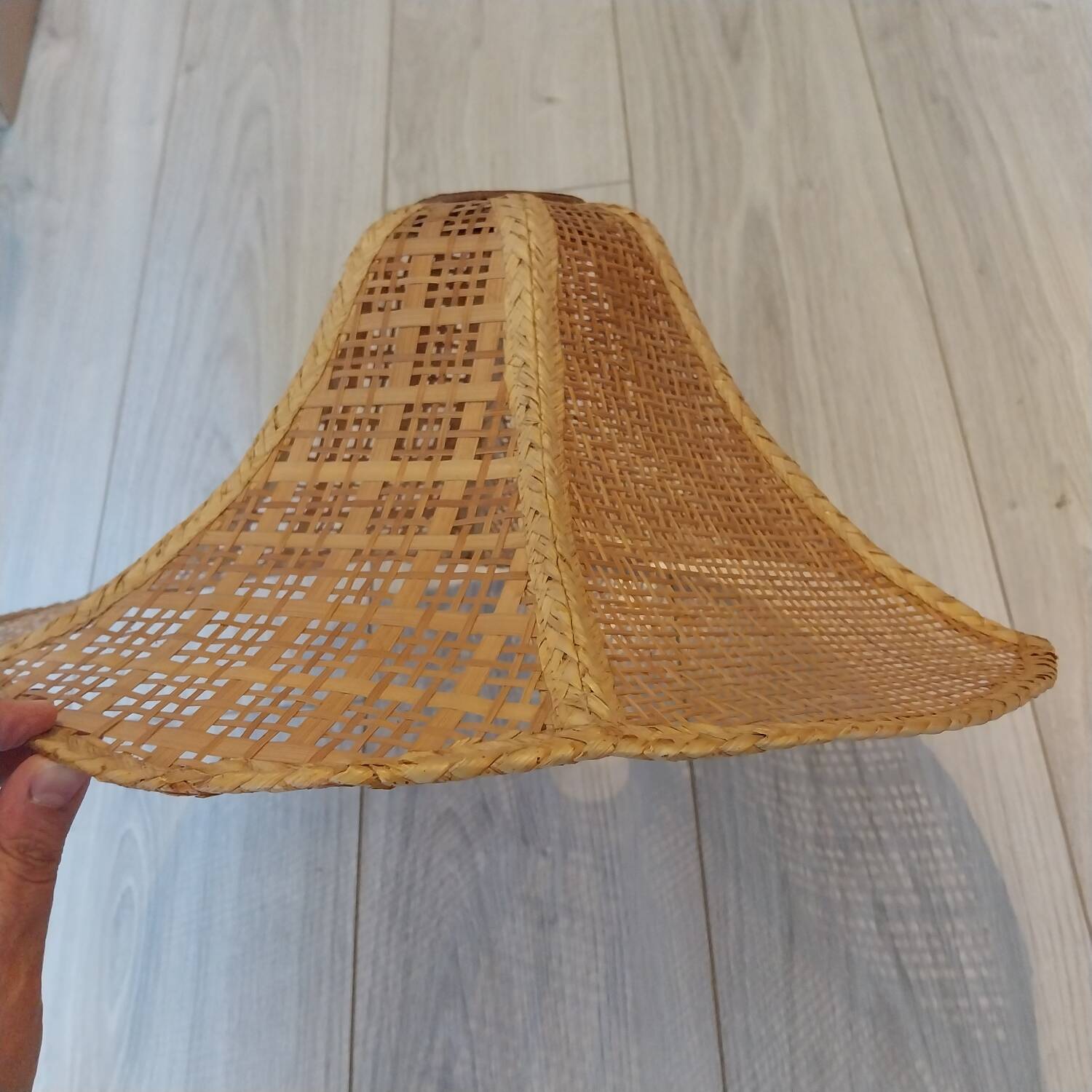 Vintage conical rattan/wicker ceiling lampshade