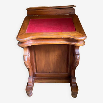Davenport desk in solid walnut with carved jambs 19th english style