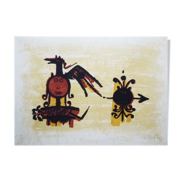 Wilfredo lam, el ultimo viaje del buque fantasma - 5, 1976. signed and numbered lithograph