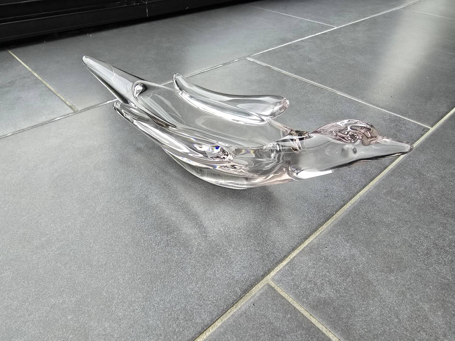 Plate, swallow bird ashtray in French glass from Vanne 1960.