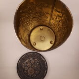 Large vintage waffle metal box 1960 deco flowers