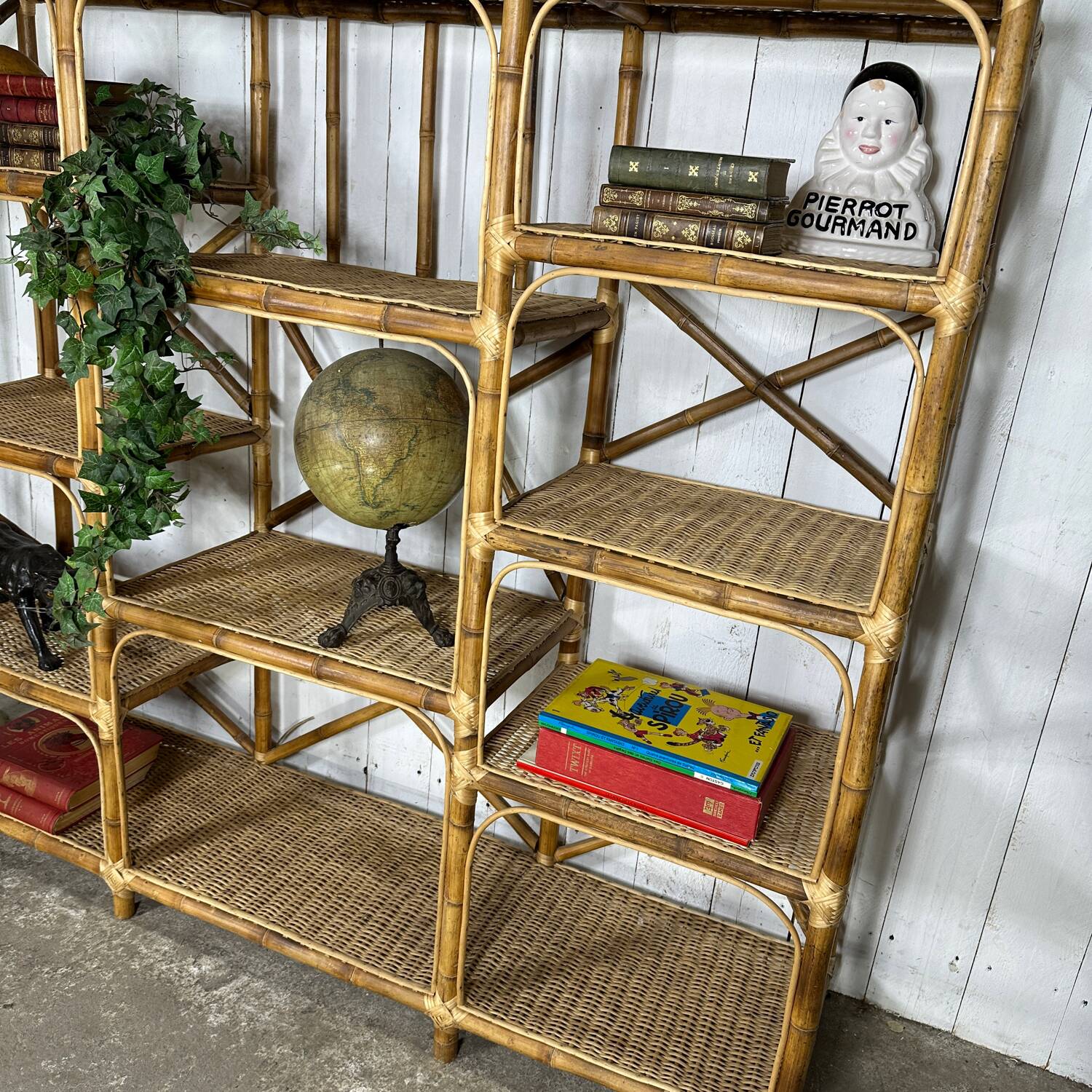 Bamboo and rattan shelf