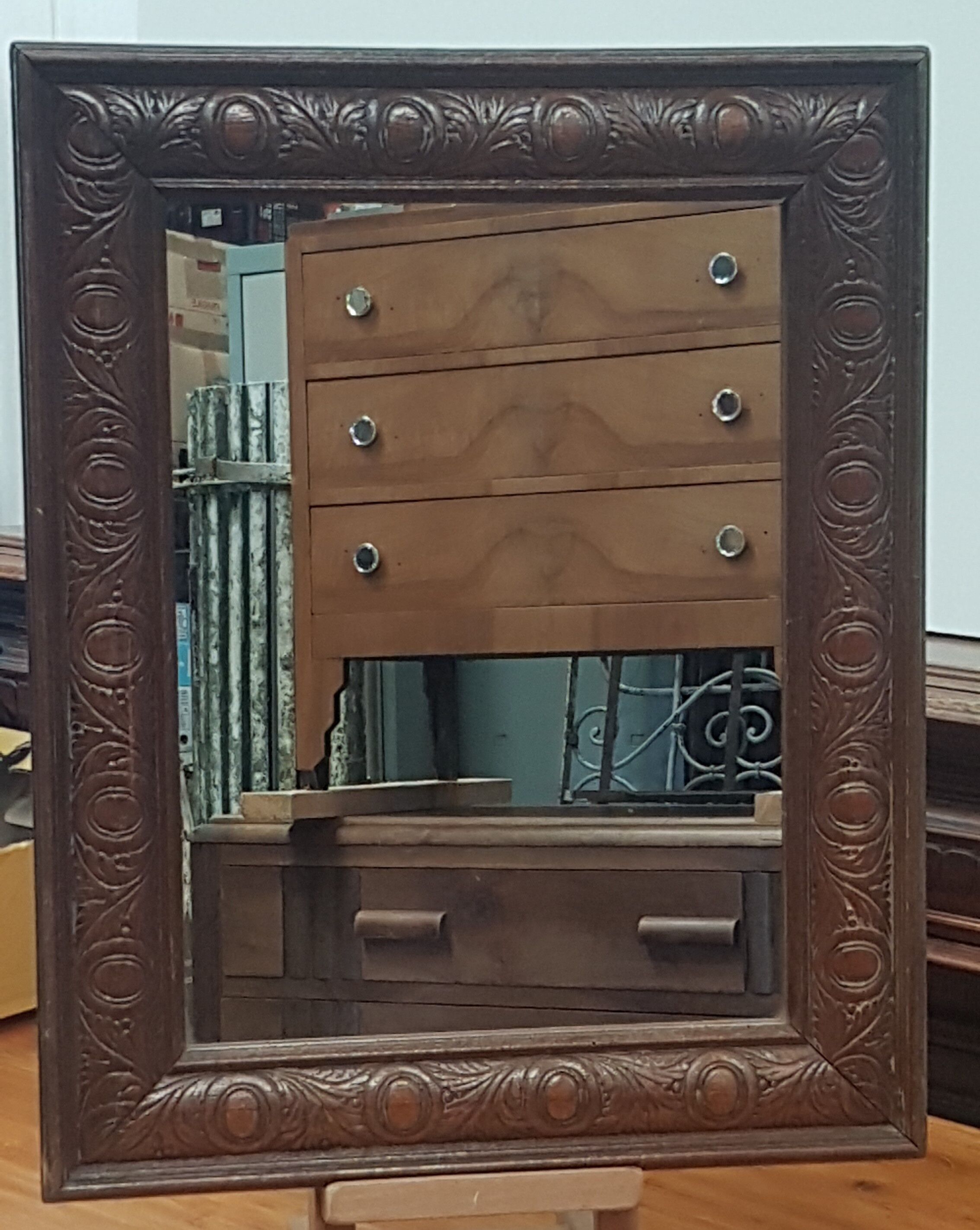 Mirror wood sculpts ancient 52x42cm