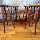Set 4 tabourets de bar en bois