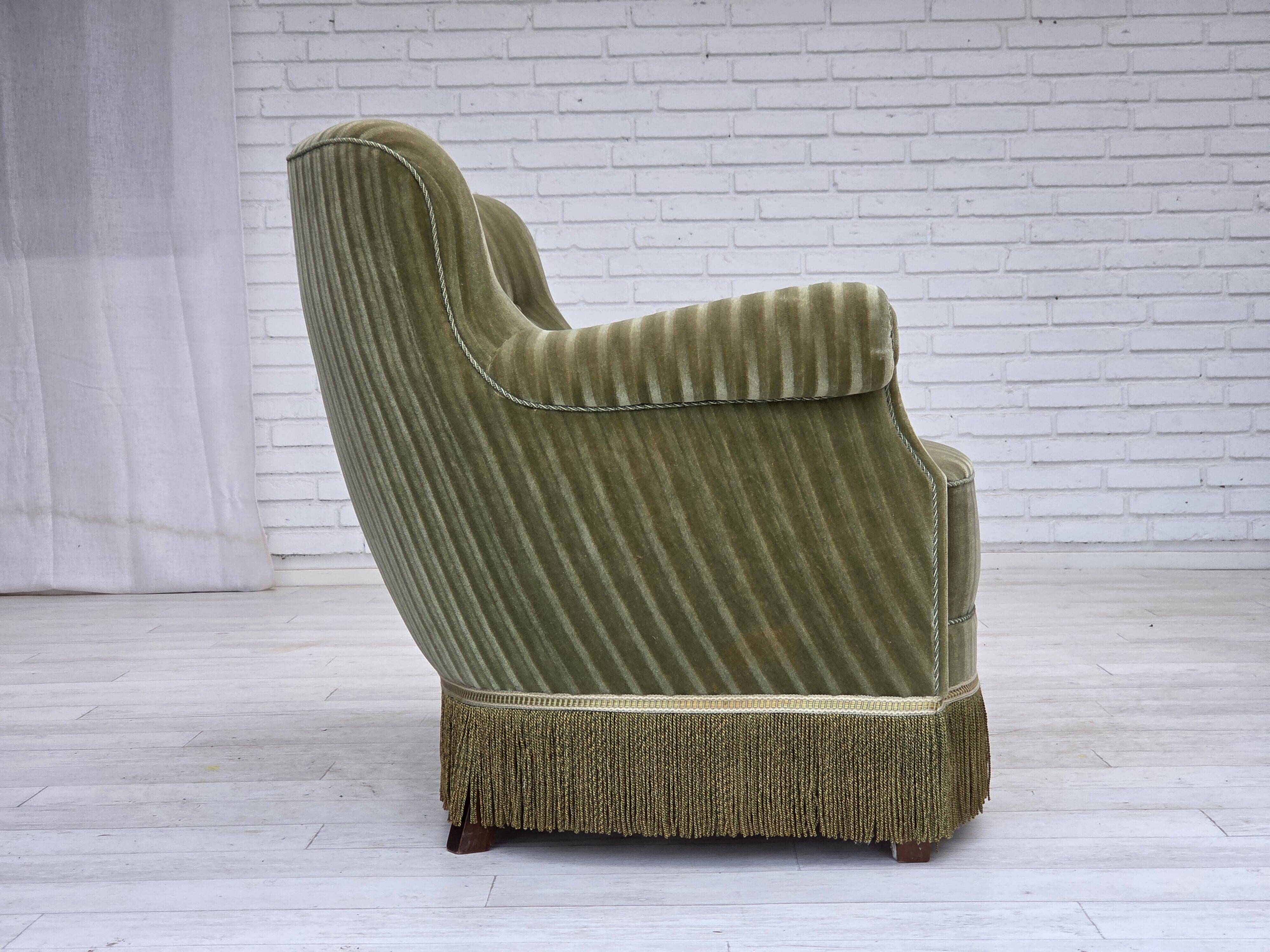 1960s, Danish 2-seater sofa, original furniture velour, beech wood.