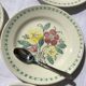 6 assiettes dessert faïence crème fleurs