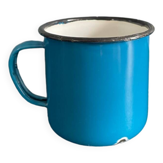 Small blue mug Swallow brand enameled sheet metal