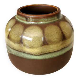 Vase vintage en céramique émaillée vert olive : années 1970, KIL Ceramic Pottery