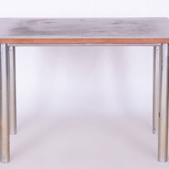 Table originale en noyer du Bauhaus, état d’origine, polonais ravivé, tchèque, années 1930