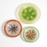 Three large colored 1930s glass bowls by Karl Wiedmann for WMF Ikora