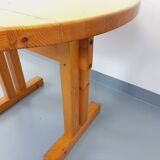 Vintage Charlotte Perriand Les Arcs round pine dining table from the 60s 70s