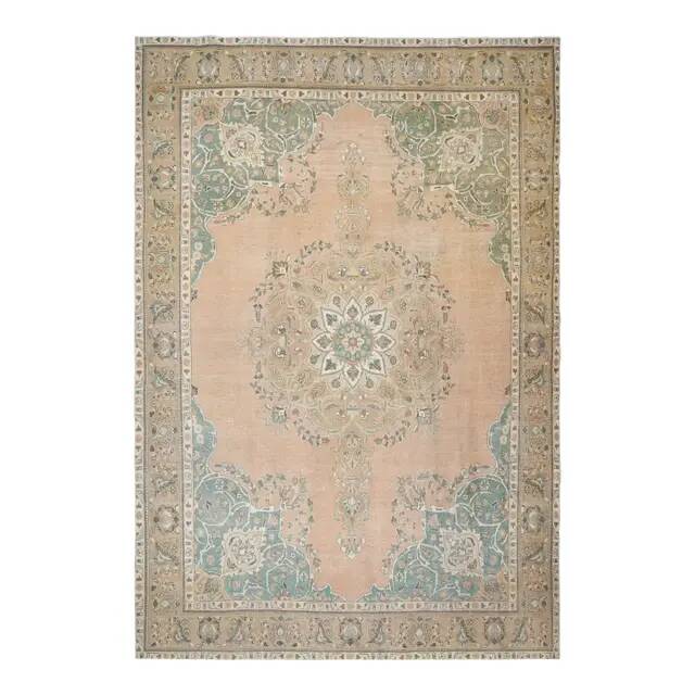 Tapis de zone vintage persan fait main en laine et coton des années 1970 285x397