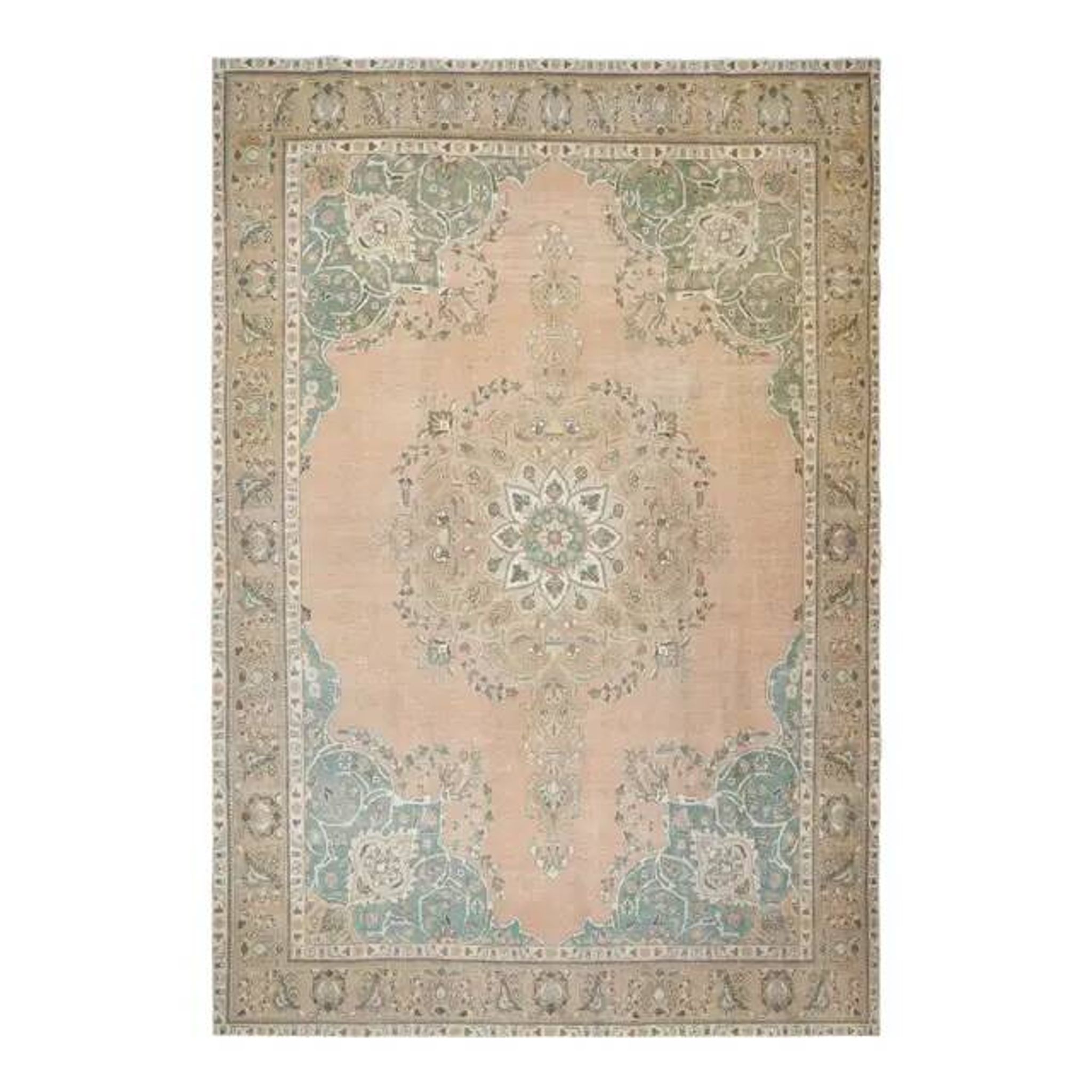1970s Vintage Persian Handmade Wool Cotton Orange Area Rug 285x397