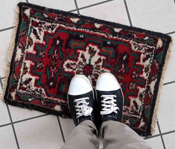 Vintage persian carpet hamadan handmade 43cm x 63cm 1970s