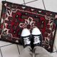 Vintage persian carpet hamadan handmade 43cm x 63cm 1970s