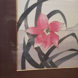 silk painting lotus flowers signed sam yvan vintage 1970 1980
