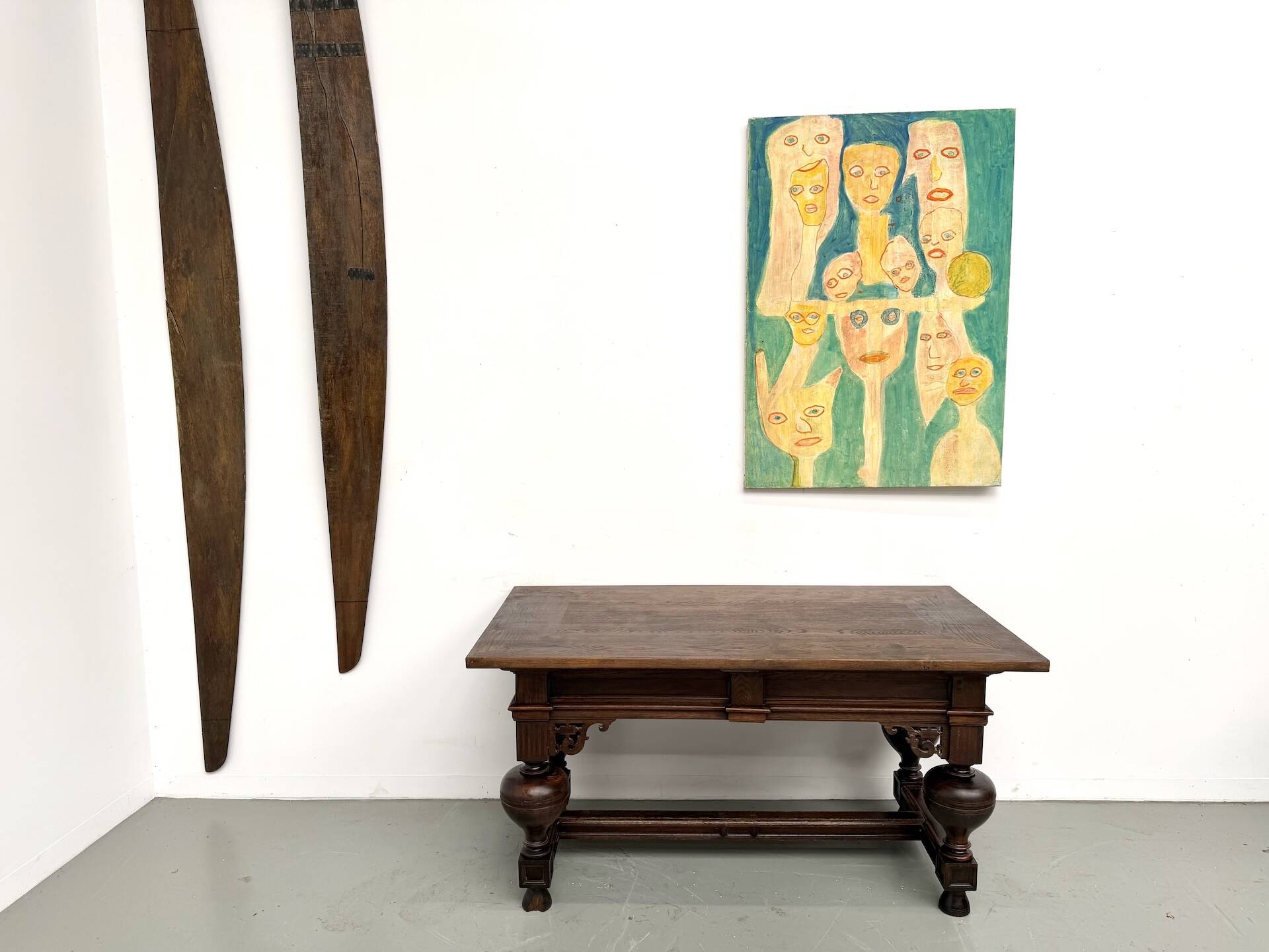 Neo-Renaissance desk in solid oak, circa 1900