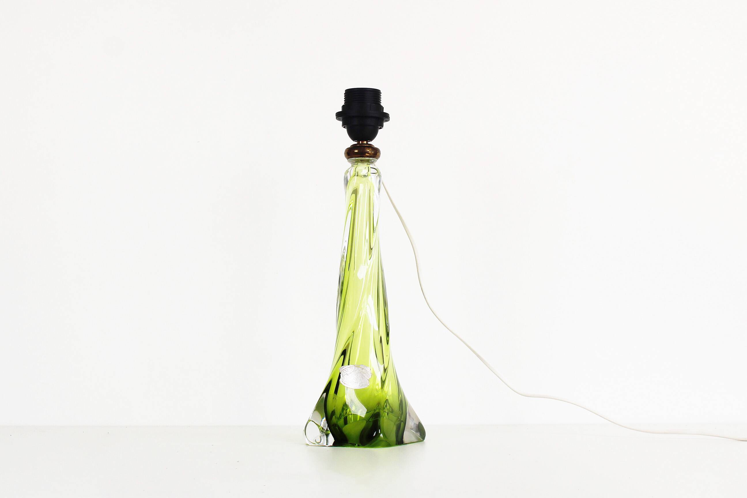Vintage Belgian crystal glass table lamp by Val Saint Lambert