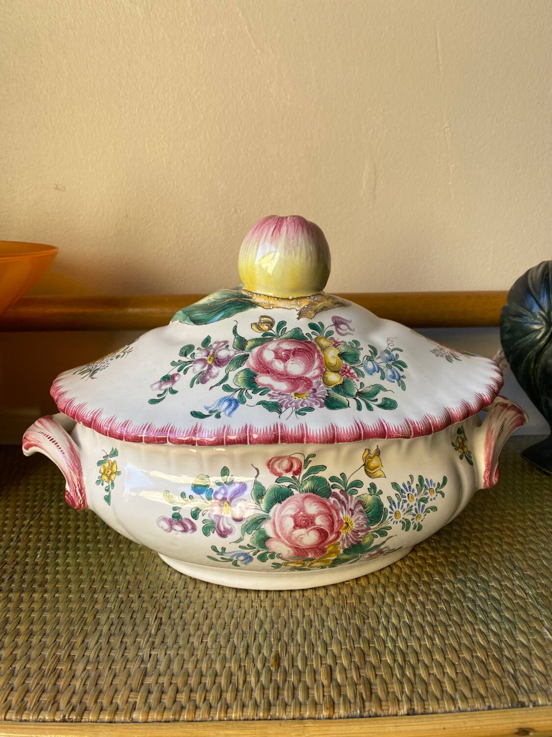 Signed earthenware vegetable dish