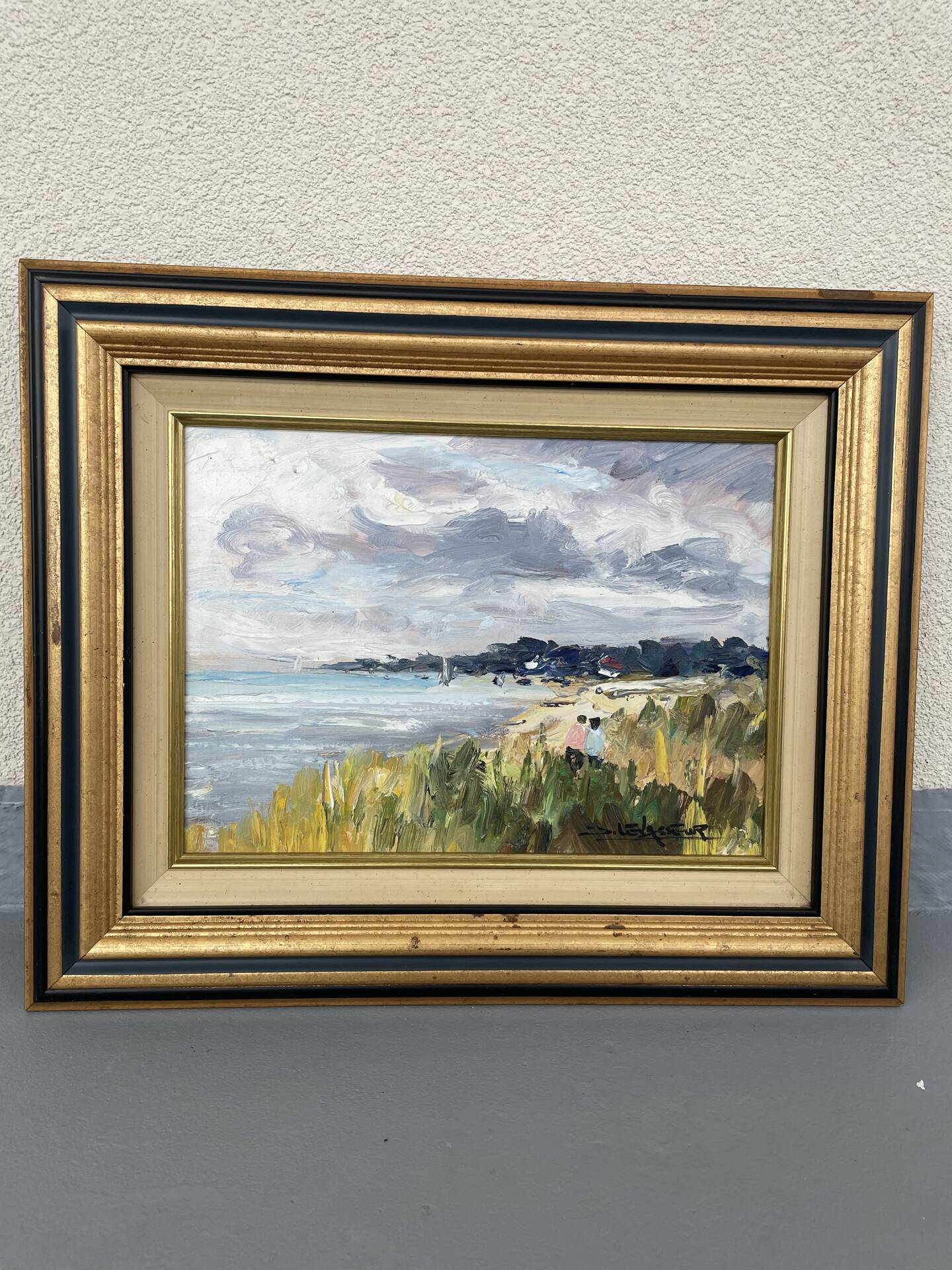 “Dune at Colleville” — old French marine, oil on canvas signed