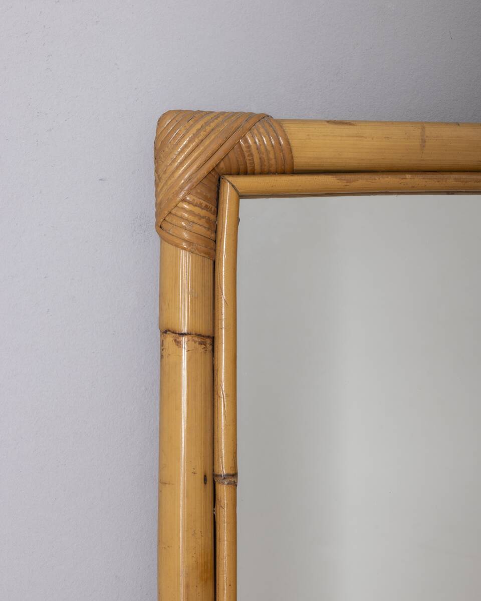 Vintage 1960s Italian design bamboo wall mirror