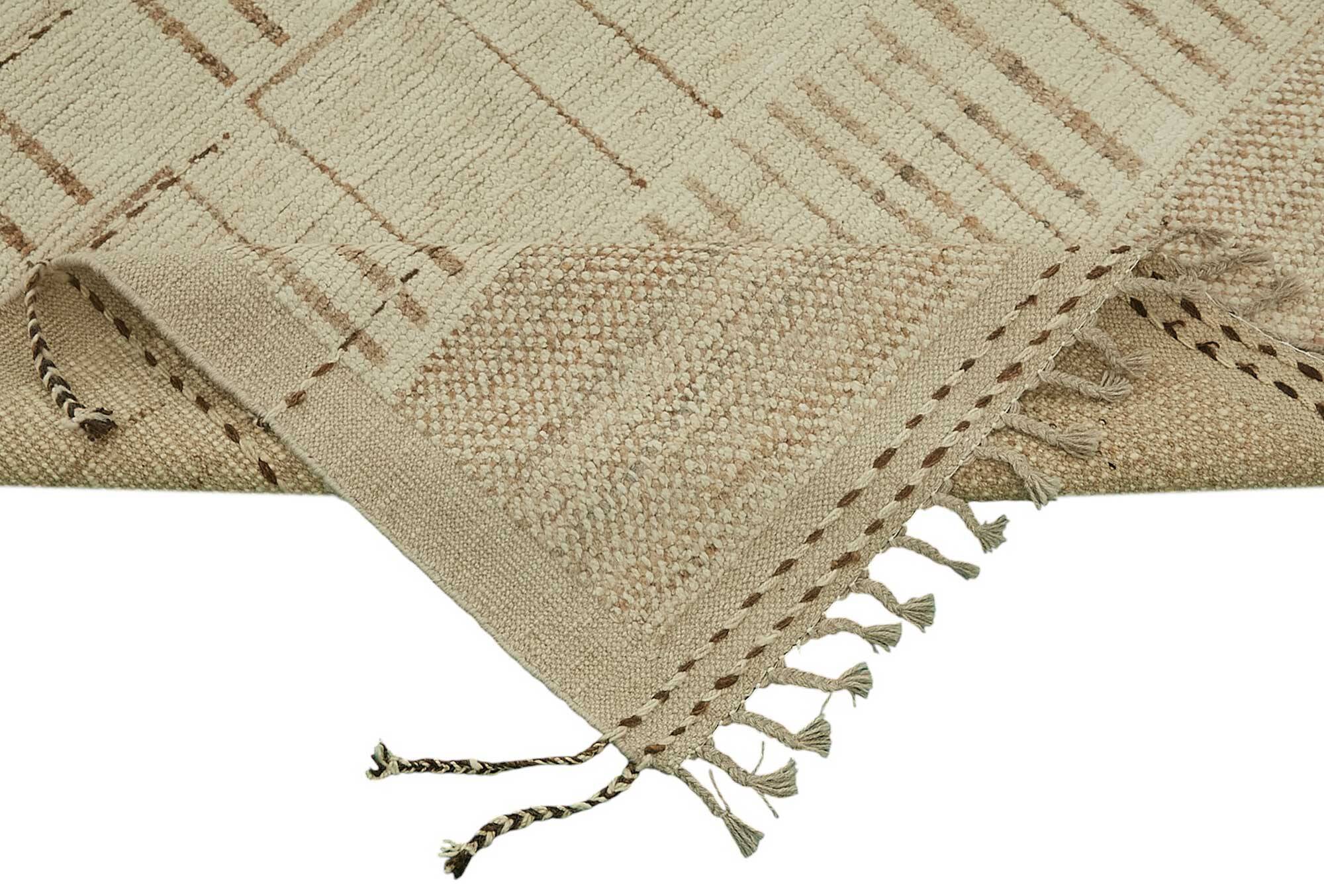 Hand-Knotted Turkish Contemporary 277 cm x 373 cm Beige Wool Carpet