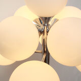 1970s floor lamp in chromed metal and opaline