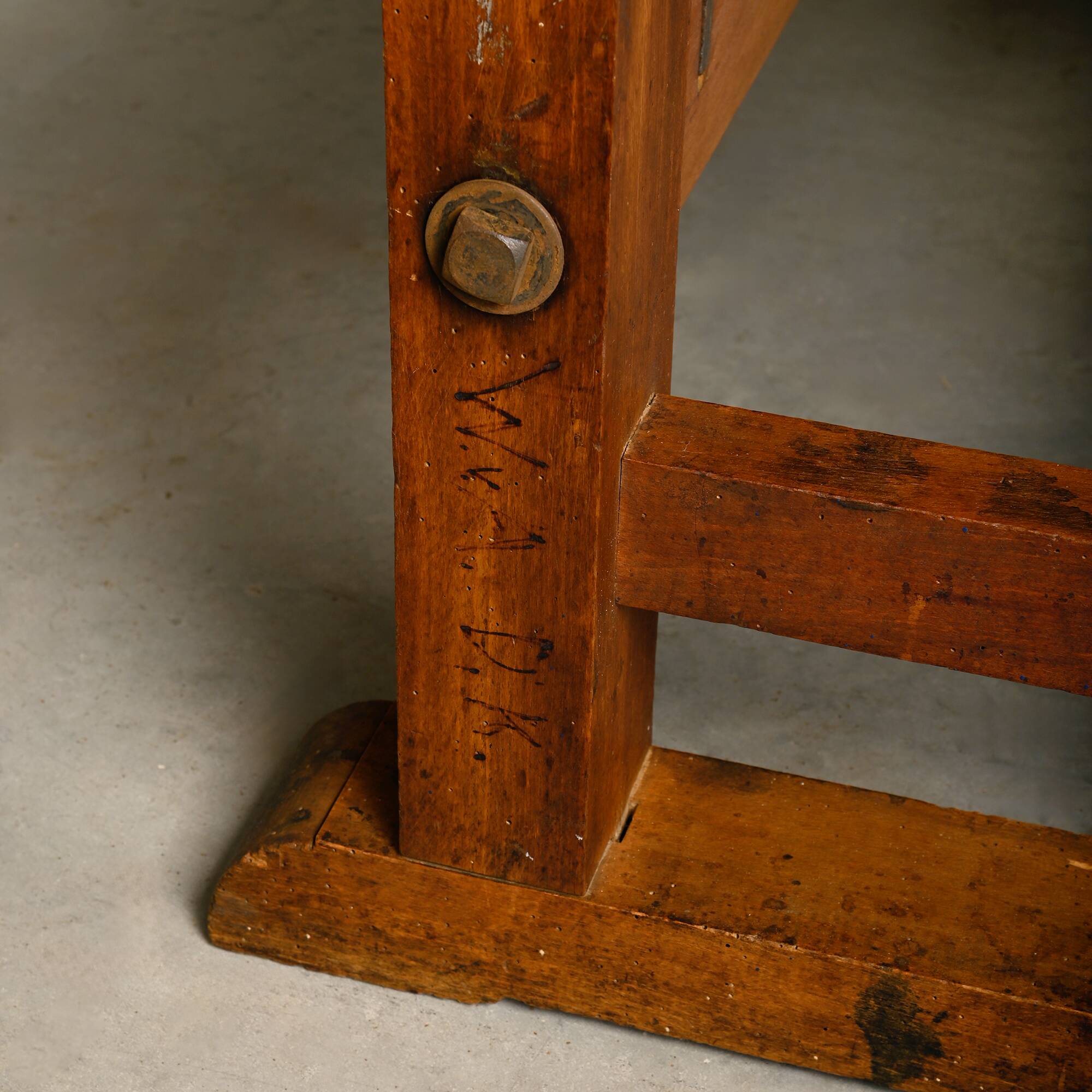 Vintage Wooden Industrial Rustic Carpenter’s Workbench with Two Vises