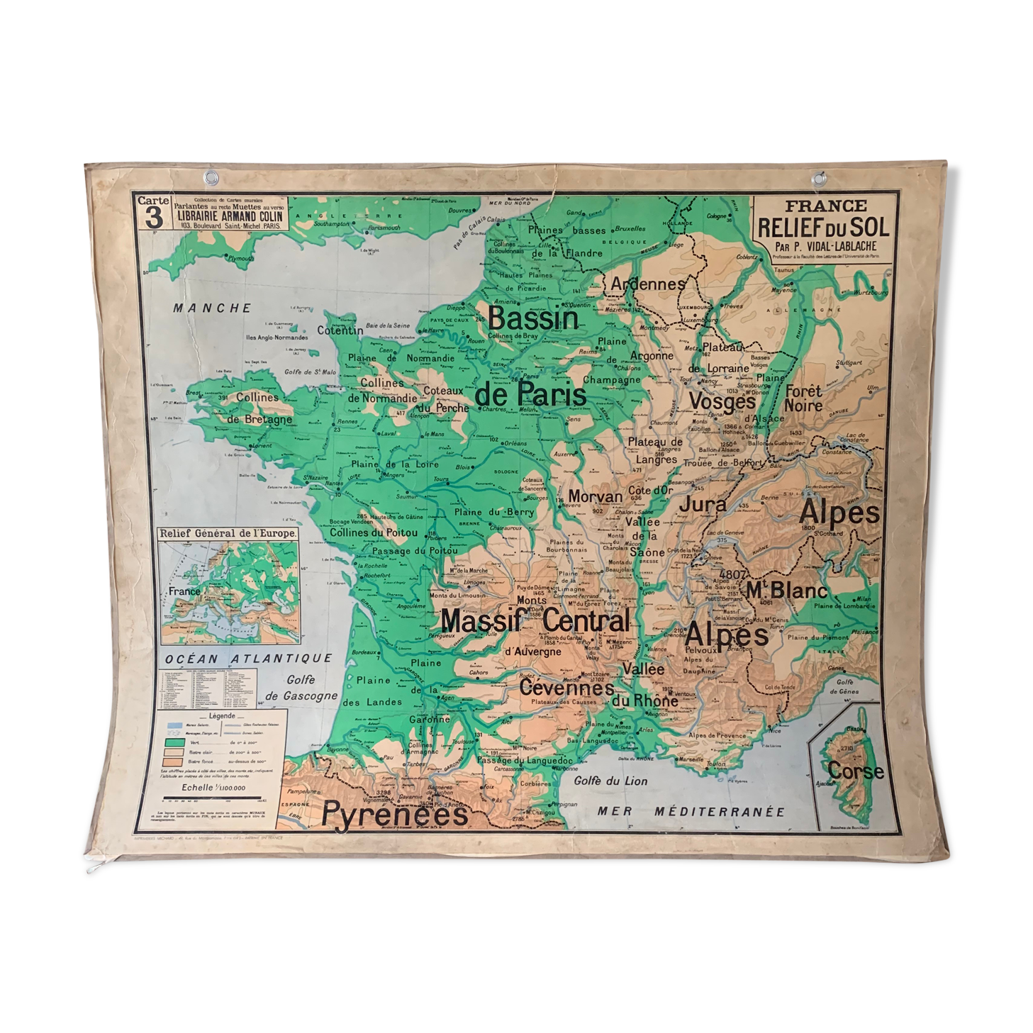Map France reliefs du sol