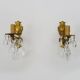 Pair of wall sconces in bronze and glass pendants from the 1970s.
