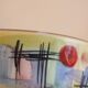 60s enamelled cone vase with fish decor, Vallauris signed Mj