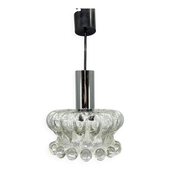 Petite suspension vintage en verre pressé, Tchécoslovaquie