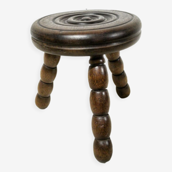 Tabouret tripode bois tourné
