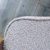 Vintage armchair in oak wood with powder pink boucle design by Chierowski.