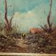 Oil painting on faesite landscape signed "DE BONI" 60s with frame