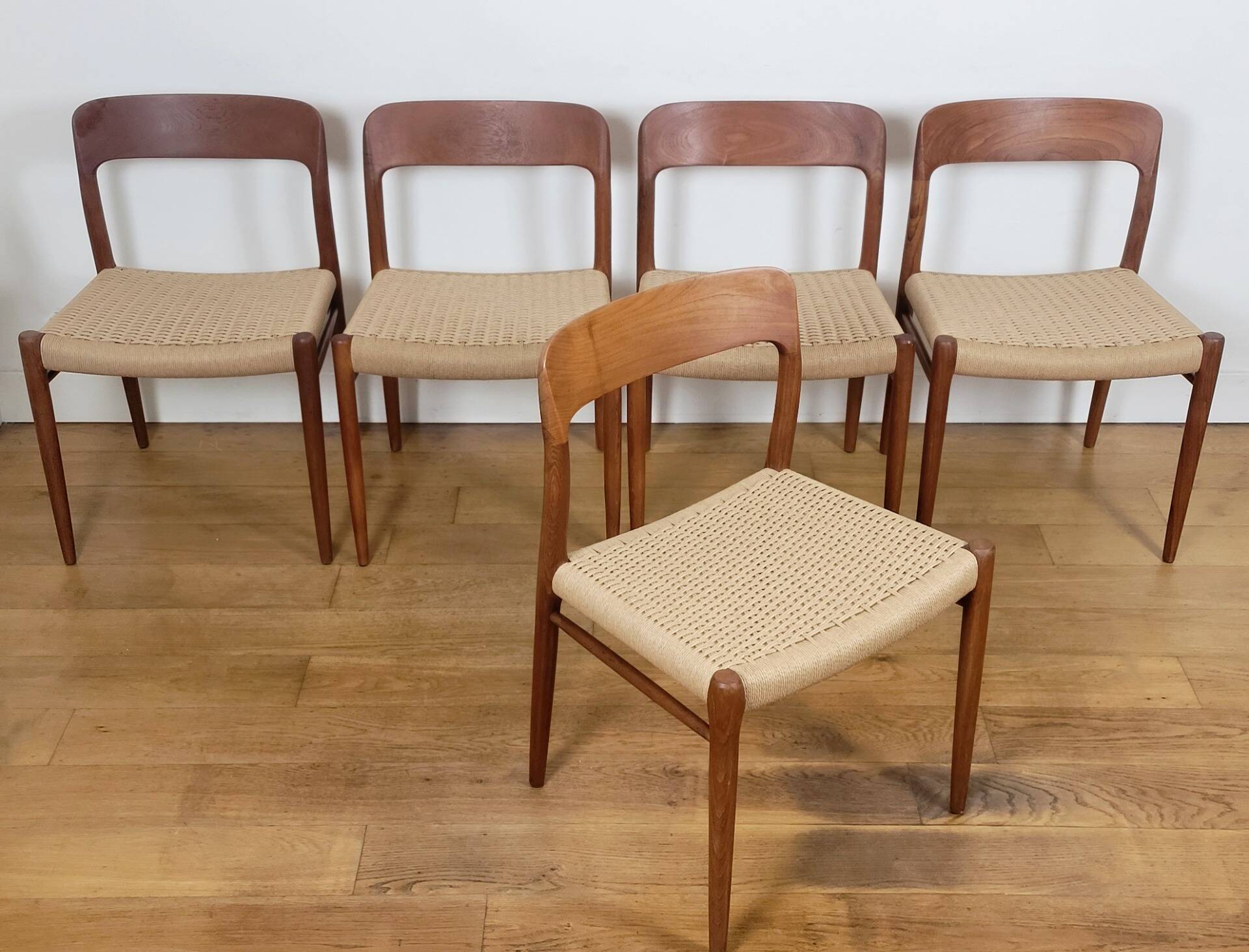 Set of 5 Niels O. Møller Model 75 dining chairs for J.L. Møllers Møbelfabrik