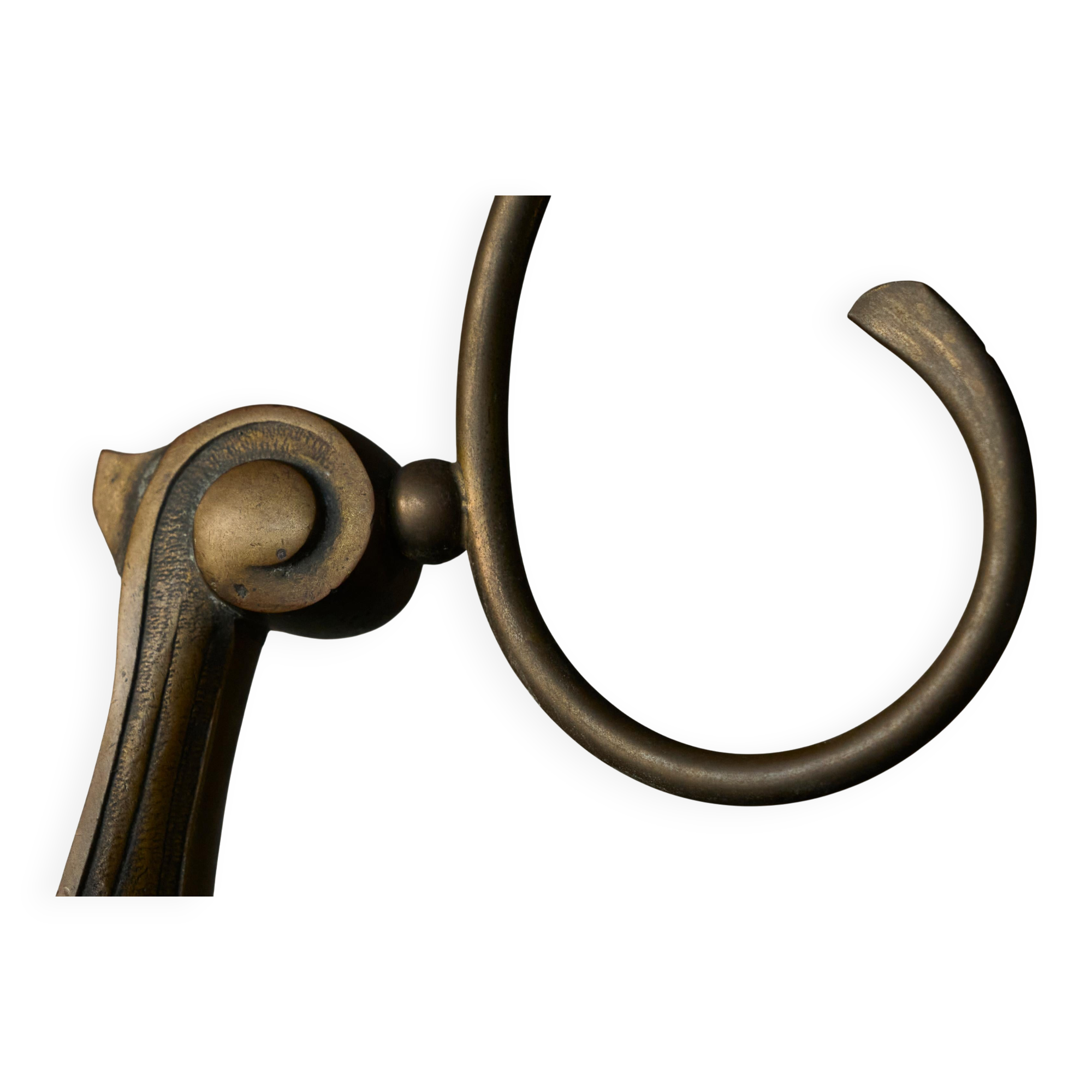 Sculptural table lamp in brass and opaline glass, early 20th century.